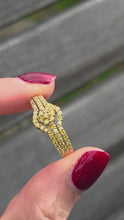 Load and play video in Gallery viewer, 2499 Vintage: 9ct Gold 57 Yellow Diamonds Art Deco Style  Dress Ring
