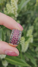 Load and play video in Gallery viewer, 6088: Vintage: 9ct Gold  Black Diamonds  Red Rubies Cocktail Ring- statement piece
