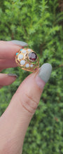 Cargar y reproducir el video en el visor de la galería, 1472: Antique: 22ct Gold Mult-Gem &quot;Bombe&quot; Ring- Moonstones, Turquoise, Ruby- Wonderful
