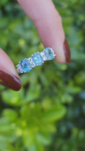 Load and play video in Gallery viewer, 8171: Vintage; Exquisite Platinum Aquamarines Diamonds Ring- The presence of beauty- a wonderful combination&nbsp;
