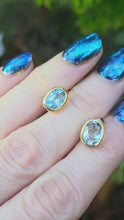 Load and play video in Gallery viewer, 0123- Vintage 9ct Gold Light Blue Topaz Stud Earrings- Gorgeous colour
