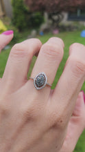 Load and play video in Gallery viewer, 1389: Vintage: 9ct Gold Blue &amp; White Diamonds Ring- 60 sparkling natural diamonds
