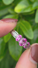 Load and play video in Gallery viewer, 2163 :Vintage: 9ct White Gold Pink Sapphires Diamonds Ring- Petite, sparkling beauty
