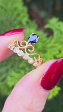 Load and play video in Gallery viewer, 1446: Vintage: Rare 18ct Rose Gold Sapphire Diamonds Tiara Ring

