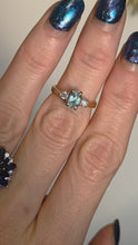 Load and play video in Gallery viewer, 2012: Vintage: 18ct Gold Blue Aquamarine Diamonds 3-Stone Straight Ring
