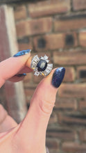 Load and play video in Gallery viewer, 2616: Vintage: 18ct Gold Blue Sapphire Diamonds (1.10ct) Cocktail Ring- Extraordinary

