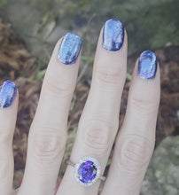 Load and play video in Gallery viewer, 2624: Vintage: Platinum Large Violet Tanzanite 48 Sparkling Diamonds Cluster Ring
