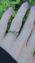 Load and play video in Gallery viewer, 0945: Vintage;14ct Gold 10 Emeralds 8 Diamonds Half-Eternity/Stacker Ring
