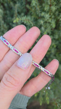 Load and play video in Gallery viewer, 2221 Vintage: 18ct White Gold Princess Cut Rubies Link Bracelet (18.5cm)
