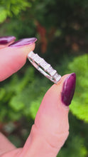 Load and play video in Gallery viewer, 2131: Vintage: 9ct White Gold 5 Natural Sparkling Diamonds Stacker/Half-Eternity Ring
