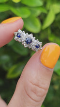 Load and play video in Gallery viewer, 6144 Vintage: 18ct Gold French Blue Sapphires 18 Diamonds Dress Ring
