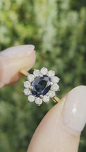 Load and play video in Gallery viewer, 2366 18ct Gold French Blue Sapphire (1.5ct) Diamonds (0.6ct) Cluster Ring
