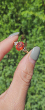Load and play video in Gallery viewer, 1471: Vintage: 18ct Gold Lively Fire Opal 6 Diamonds Dress; Ring- simply gorgeous
