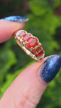 Load and play video in Gallery viewer, 2545; Vintage 9ct Gold Fire Opals Diamonds Dress Ring
