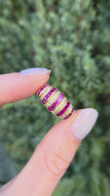 Load and play video in Gallery viewer, 6214 Vintage: 18ct Gold Art Deco Style Rubies Diamonds Cocktail Ring
