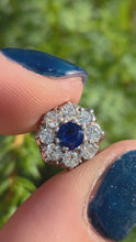 Load and play video in Gallery viewer, 2360:   Vintage 18ct Gold Cornflower Blue Sapphire Diamonds {1.2ct} Stud Earrings- Divine
