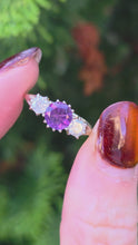Load and play video in Gallery viewer, 2496: Vintage Exquisite 18ct Gold Amethyst Twin Round Full Cut Diamonds
