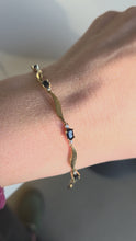 Load and play video in Gallery viewer, 2382: Vintage: 9ct Gold Blue Sapphires Natural Diamonds Link Bracelet (18cm)
