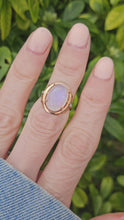Load and play video in Gallery viewer, 1001: Vintage; 9ct Gold Cabochon White Moonstone Solitaire Ring- LUSH

