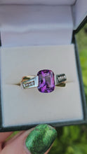 Load and play video in Gallery viewer, 0425: Vintage: 14ct Yellow &amp; White Gold Amethyst Diamonds Statement Ring
