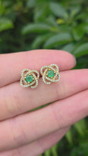Load and play video in Gallery viewer, 2063: Vintage: 9ct Gold Emerald Diamond Encrusted Stud Earrings- simply gorgeous
