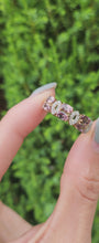 Cargar y reproducir el video en el visor de la galería, 1779: Vintage: 9ct Gold Lilac Amethysts Diamonds Openwork Ring- Lovely
