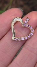 Cargar y reproducir el video en el visor de la galería, 0145: Vintage: 9ct Gold Morganites Diamonds Heart-Shaped Pendant
