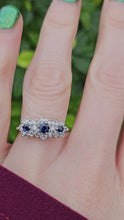 Load and play video in Gallery viewer, 0160: Vintage: 18ct Gold French Blue Sapphires 18 Diamonds Dress Ring
