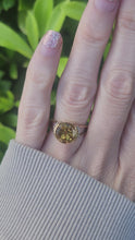 Load and play video in Gallery viewer, 7610: Vintage: 9ct Gold Hypnotic Round Cut Yellow Citrine Diamonds Cocktail Ring.
