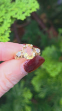Load and play video in Gallery viewer, 6347: Vintage 18ct Gold Faceted Citrine Diamonds Dress Ring
