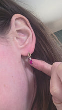 Load and play video in Gallery viewer, 0779: Vintage: 9ct Gold Ruby Diamond Drop/Dangle Stud Earrings- pitch perfect
