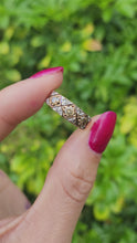 Load and play video in Gallery viewer, 1941: Vintage: 9ct Gold Champagne &amp; White Diamonds Band- Geometric sparkler, nice weight
