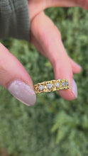 Cargar y reproducir el video en el visor de la galería, 2368 Vintage: 18ct Gold Lattice Work 7 Natural Diamonds (0.14ct)  Dress Ring

