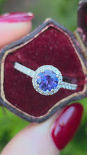Load and play video in Gallery viewer, 2704 Vintage Platinum Tanzanite 32 Natural Sparkling Diamonds Ring
