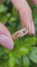 Load and play video in Gallery viewer, A8068: Antique: (1919) 15ct Gold Rubies Diamonds Band- 105 Years old. Incredible condition, Hallmarked in 1919
