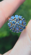 Load and play video in Gallery viewer, 2596: Vintage 9ct Gold 19 French Blue Sapphires Flowerhead Ring
