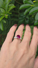 Load and play video in Gallery viewer, 1905: Vintage: 9ct Yellow Gold Ruby 16 Diamonds Dress Ring- picture perfect
