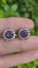 Load and play video in Gallery viewer, A8277: Vintage: Rare, Large 9ct Gold Alexandrite White Sapphires Clip-On Earrings
