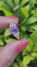 Load and play video in Gallery viewer, A7535:Vintage: 18ct Lilac Amethyst 12 Brilliant Cut Diamonds Ring= elegant, seductive, sparkling
