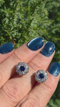 Load and play video in Gallery viewer, 2360:   Vintage 18ct Gold Cornflower Blue Sapphire Diamonds {1.2ct} Stud Earrings- Divine
