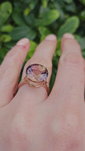 Load and play video in Gallery viewer, 0866: Vintage: Exquisite 9ct Gold Round Cut Ametrine Diamonds Cocktail Ring
