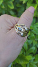 Load and play video in Gallery viewer, 8203: Vintage: Statement 9ct Gold Diamonds Three Heads Snake Ring
