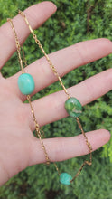 Load and play video in Gallery viewer, 1903: Antique: Victorian 9ct Gold Turquoise Necklace (61cm) &amp; Bracelet (18cm) Set
