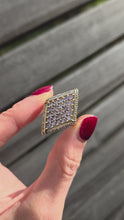 Load and play video in Gallery viewer, 6191 Vintage: 9ct Gold  Blue Tanzanites Diamonds Geometric Set Statement Ring
