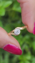 Load and play video in Gallery viewer, 1646: Vintage: 18ct Gold &amp; Platinum Diamond Solitaire (0.37ct) Ring- superb quality
