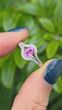 Load and play video in Gallery viewer, Vintage: 18ct White Gold Pink Sapphire 36 Sparkling Natural Diamonds Dress Ring

