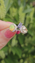 Load and play video in Gallery viewer, 1213: Vintage: 9ct White Gold Abstract Cocktail Cluster Ring- outrageous
