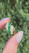 Cargar y reproducir el video en el visor de la galería, Vintage: 14ct Gold Emeralds Diamonds Openwork Ring
