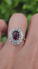 Load and play video in Gallery viewer, A9046: Vintage; Exceptional 18ct Gold Ruby Diamonds Double Halo Cluster- total eye candy
