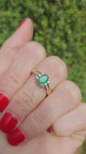 Load and play video in Gallery viewer, 1609: Vintage: 14ct Gold Emerald Diamonds Ring- petite, sparkling and cute
